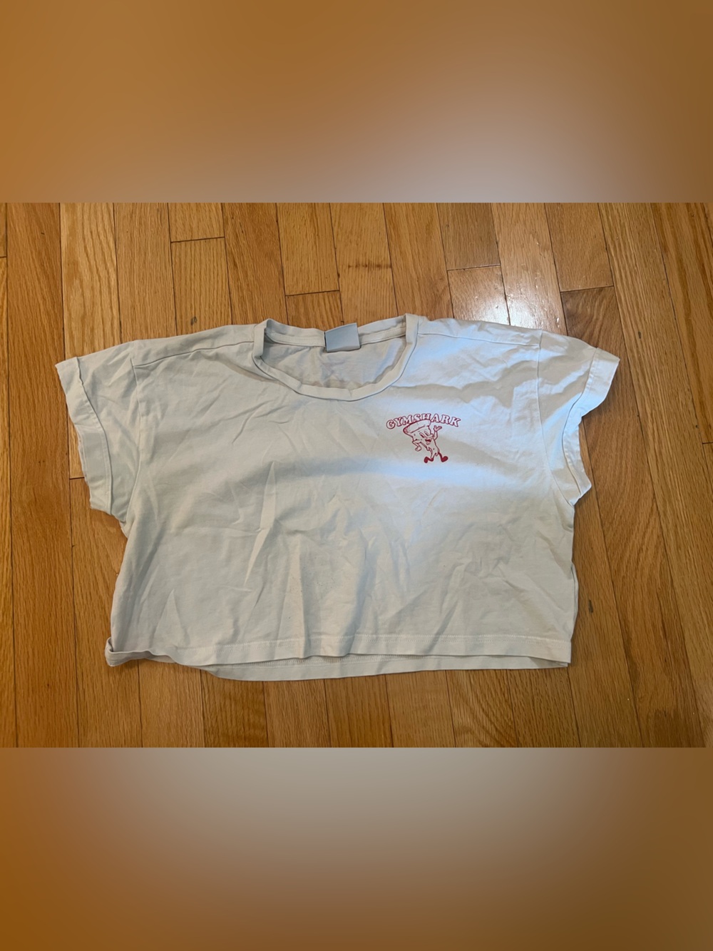 Gymshark White Cropped Tee with red Logo